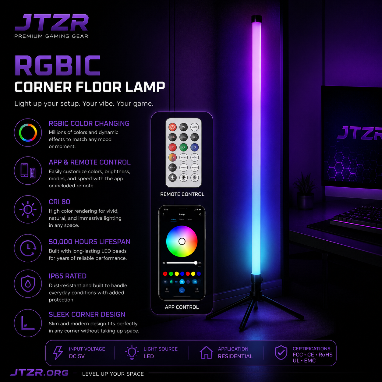 JTZR RGBIC Floor Lamp